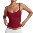 thumbnail image 3 of Spaghetti Strap Tank Tops for Women Adjustable Straps Double Lined Camisole Tops Trendy Square Neck Sleeveless Tops Summer ,M,Wine, 3 of 6