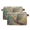 thumbnail image 2 of WOBOGO Dove Of Peace Square Storage Basket with Waterproof Canvas and PE Lining Durable PU Leather Handles 14.2×10.2×8.3in, 2 of 9