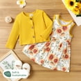 PatPat Baby Girl Dresses Sunflower Tank Dress Cardigan 2pcs Set, 36