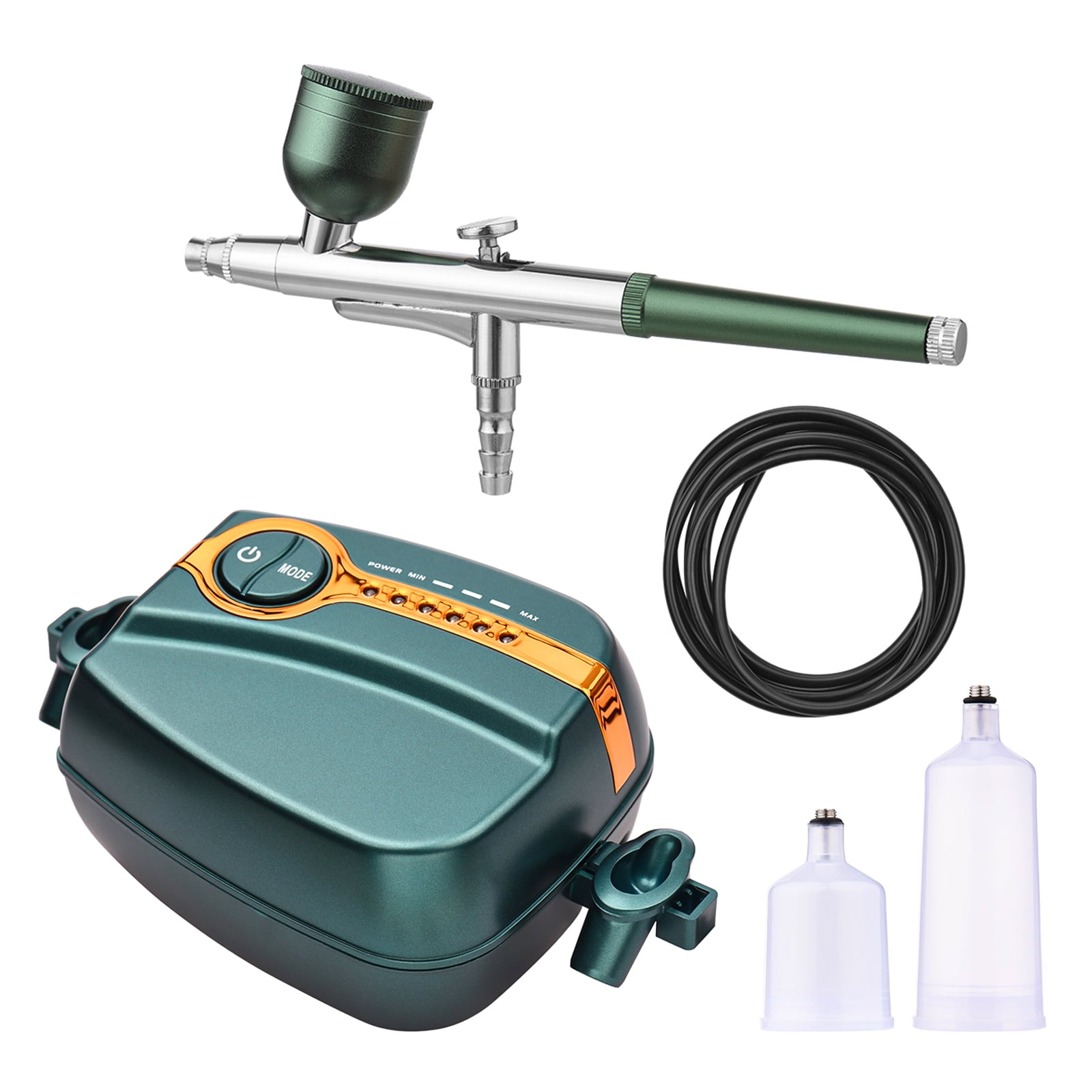 Master Airbrush Cool Runner II Dual Fan Air Compressor Pro System Kit, 3  Airbrush Sets, Gravity and Siphon Feed Holder 