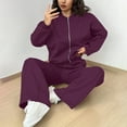 thumbnail image 5 of Fewfanhot Lounge Sets for Women Tracksuits Outfits Casual Long Sleeve Zip Up Crop Jogger Pants Matching Sets, 5 of 9
