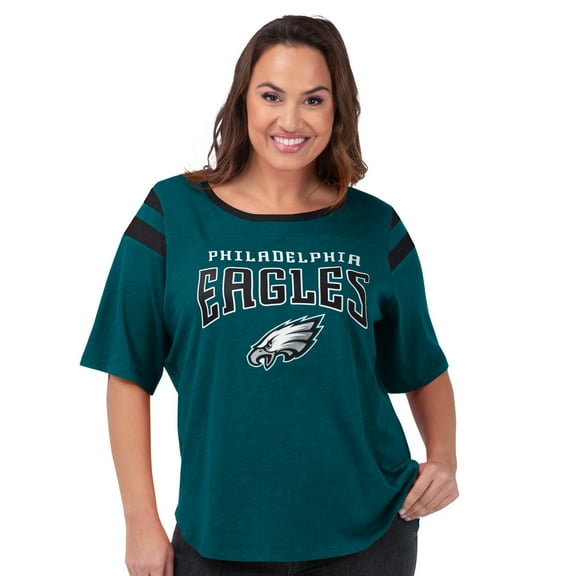 Women's G-III 4Her by Carl Banks Green Philadelphia Eagles Plus Size Linebacker T-Shirt