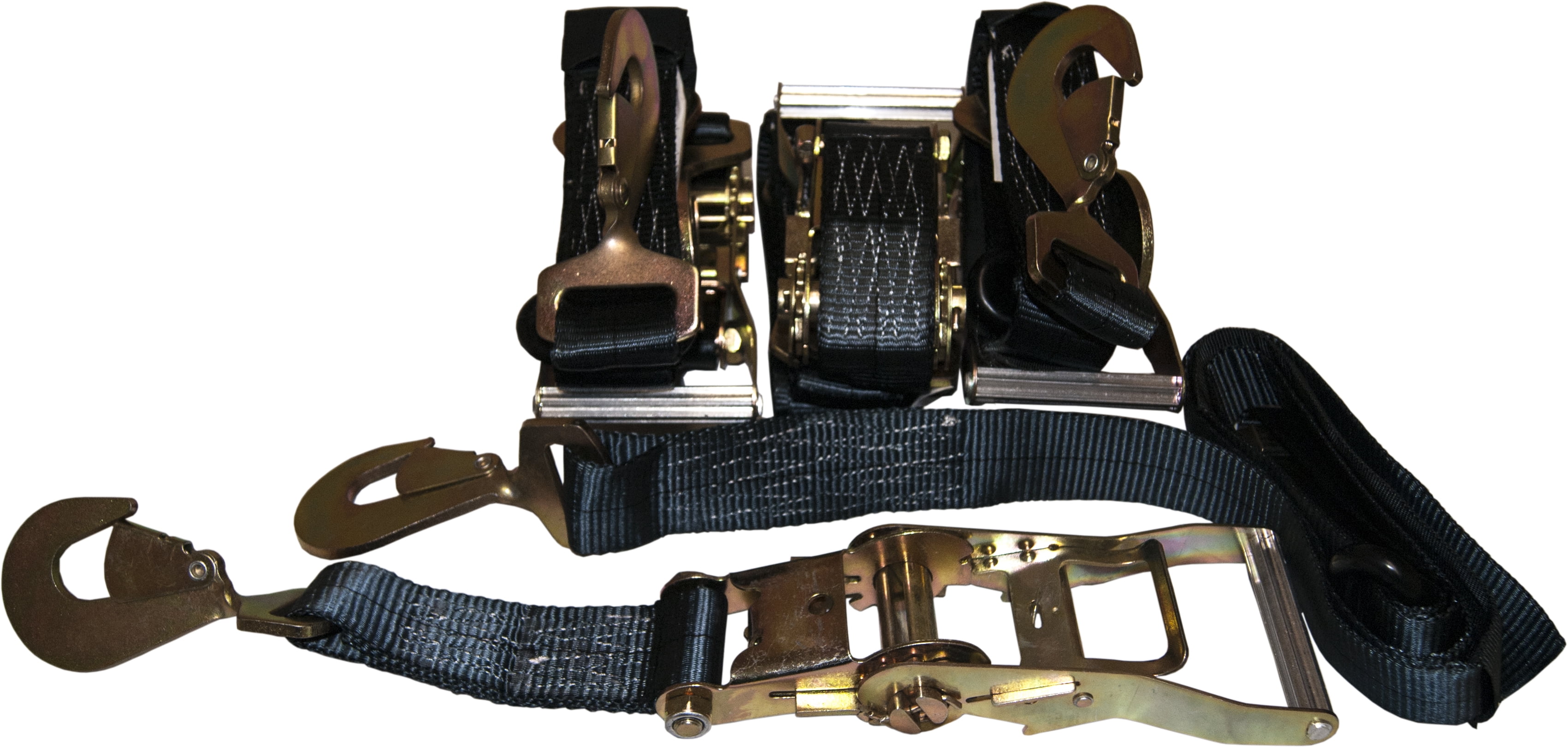 4 Black Axle Straps Car Carrier Tie Down Straps with Ratchets Tow
