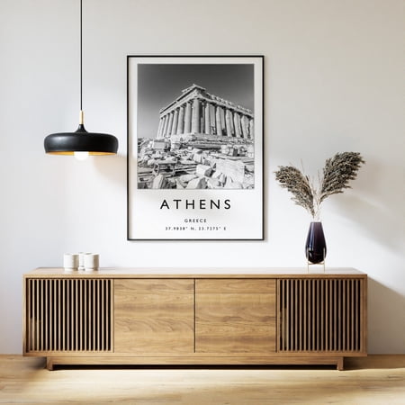 Athens Travel Black And White Acropolis Print, Unframed Paper Print