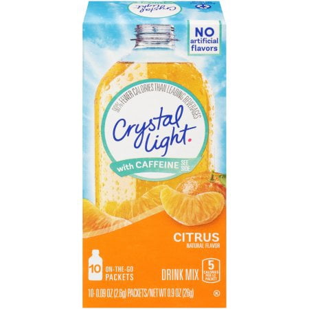 (6 Pack) Crystal Light avec caféine On-the-Go Citrus Drink Mix 10 Packets