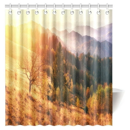 Gckg Fantastic Sunset Shower Curtain Mountain Range In The