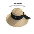 thumbnail image 5 of Guiexla Ribbon Bowknot Decor Sun Hat Round Dome Folding Thin Anti-UV Women Big Brim Sunscreen Straw Hat Fashion Accessories, 5 of 7
