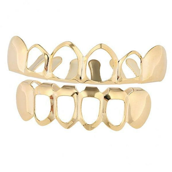 2x18K Grills 6 Fang Grill Set Halloween Cosplay Golden Zulema Parrillas Dientes Colmillos
