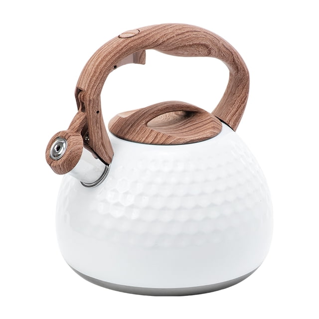 Yuarrent Stainless Steel Whistling Kettle White Tea Wooden with Pot 2.8L Handle Juegos de servir café y té