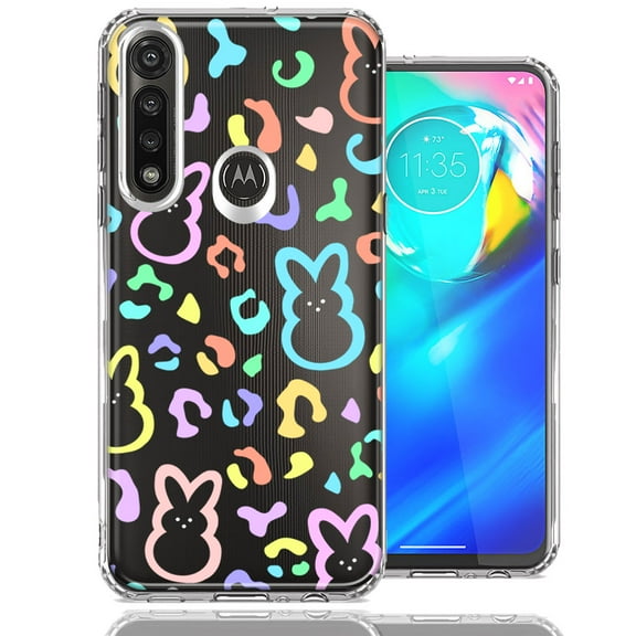 MUNDAZE for Motorola Moto G Power Leopard Easter Bunny Candy Colorful Rainbow Double Layer Phone Case Cover