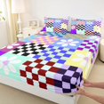 thumbnail image 3 of Manfei Cute Flowers Twin Sheet Sets,Classic Geometric Checkered Twin Fitted Sheet,Colorful Plaid Grid Flat Sheet For Girls Kids,Ultra Soft Home Decor,3 Pieces, 3 of 7