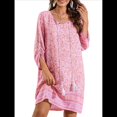 thumbnail image 2 of Vestido Informal de Verano para Mujer, Estilo Bohemio, con Borlas y Cuello Anudado, Larga 3/4, Estampado Floral Corto Rosa M, 2 of 8