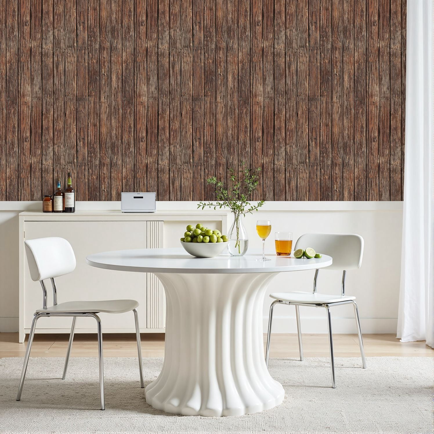 Peel and Stick Wallpaper Rustic Weathered Wooden Plank Wall Texture Natural Brown Wood Grain 17.7in x 118in Contact Paper Removable Self Adhesive Wall Mural Wall Decor for Bedroom Kitchen Cabinets