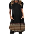 thumbnail image 2 of Robe d'Été pour Femmes 2024 Mode Grande Taille Décontractée Col Rond Imprimé Manches Courtes avec Poche 50 % de Réduction Liquidation!, 2 of 5