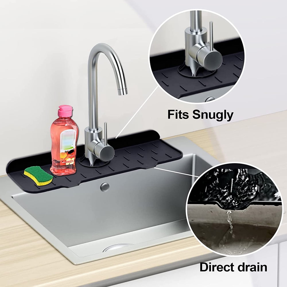 Soft Silicone Sink Mats For Faucet - Double-sided Design With Self-draining  Splash Guard - Kitchen Drying Mat - Black - Keep Your Kitchen Clean And  Organized - Temu