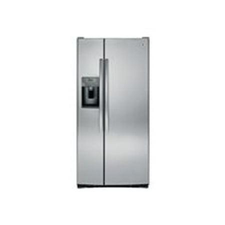 GE - 23.2 Cu. Ft. Side-by-Side Refrigerator with Thru-the-Door Ice and Water - Stainless steel