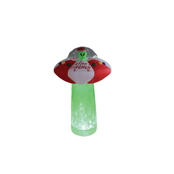 A Holiday Company 7ft Tall Star Dasher UFO with Green Shimmer Light, 7 ft Tall, Multi
