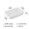 thumbnail image 3 of 6pcs 27oz Food Grade Plastic Meal Prep Container Square Freezer Fridge Storage Box with Clip Lid for Meat Vegetables Leftovers Space Saving Dishwasher Safety, 3 of 10
