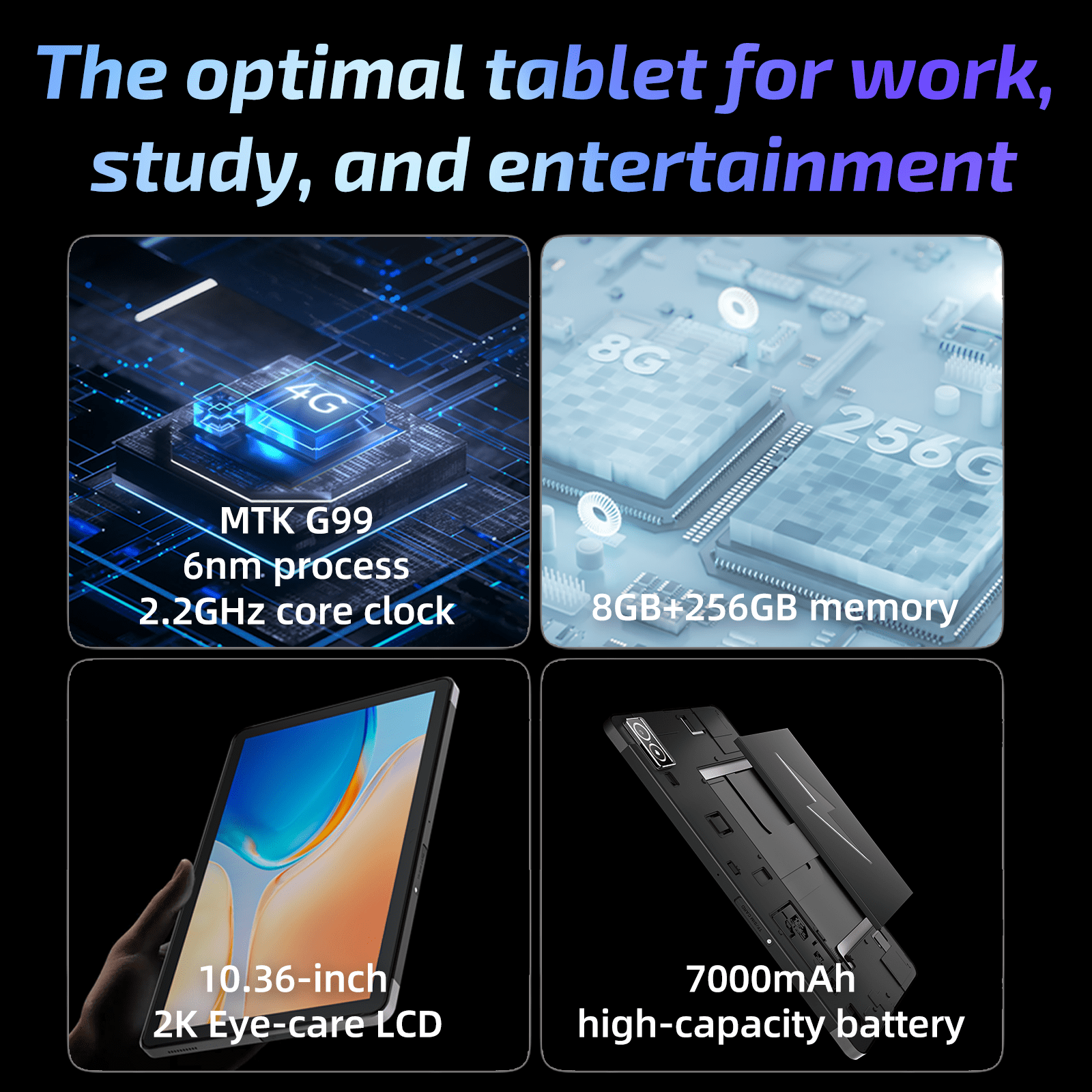 AGM Mobile PAD P1 10.36" 2K Rugged Tablet, 16(8+8)GB +256GB,2026, Android 15, Wi-Fi, Black,Gaming Tablet with Case , 11'' FHD Display , 16MP+5MP