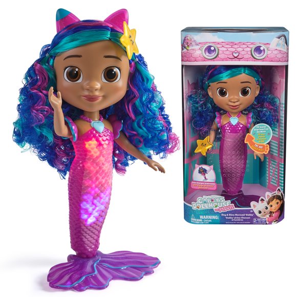 Gabby's Dollhouse: The Movie, Gabby Sirène Chansons et lumières, poupée sirène étanche avec effets sonores et lumineux, jouets pour filles et garçons à partir de 3 ans