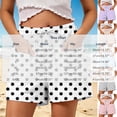 thumbnail image 4 of Zynoxe Women's Polka Dot Casual Shorts with Pockets Lightweight Breathable Mid-Thigh Shorts for Women Stretchy Elastic Waistband Drawstring Shorts Summer Versatile Casual Solid Color Beach Shorts M, 4 of 7