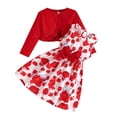thumbnail image 2 of Vqpzlfhb Girls Dress Outfit Floral Sleeveless Design Layered Clothing With Solid Cardigan Fall Seasonal Set Red,4-5T, 2 of 9
