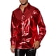 thumbnail image 4 of Camisa de lentejuelas metálica INSPIRE CHIC para hombres, casual, de botones, estilo fiesta, brillante, roja L, 4 of 5