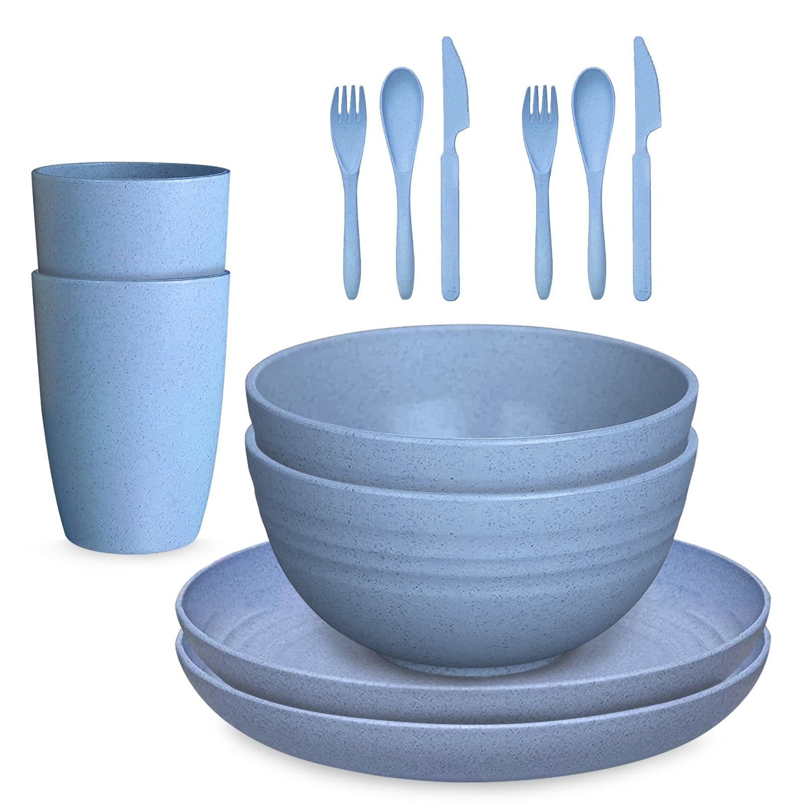 For Events Parties and Home Use Dishwasher Safe 1 Click Bamboo Fiber Reusable Dinnerware Set 16 Pieces for 4 guests Reusable 