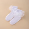 thumbnail image 5 of 3 Pairs Dicry Baby Girls Double Lace Turn Cuff Socks with Big Ruffle for Infant Toddlers and Kids, 5 of 6