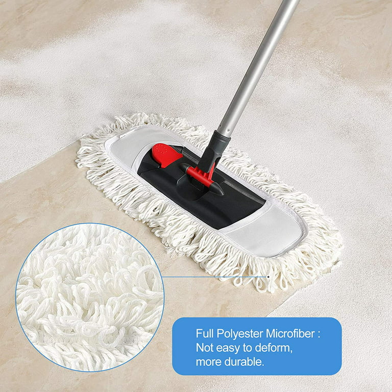 CLEANHOME 24 Commercial Dust Mop for Floor Cleaning, Heavy Duty Floor Mop  with 2 Microfiber Mop Pads Wet and Dry Flat Mop, Commercial Cleaning Tools
