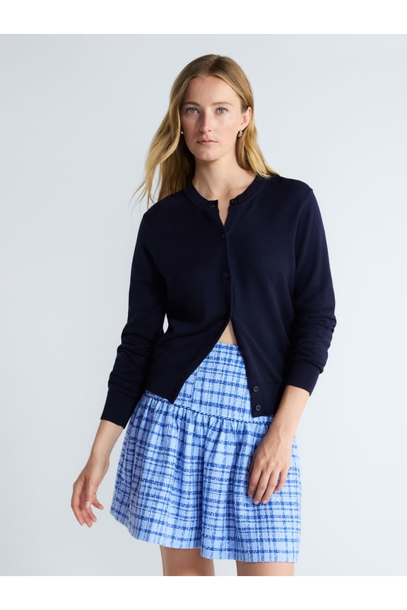Women's Classic Cardigan Sweater with Long Sleeves, Lightweight, Sizes XS-4X