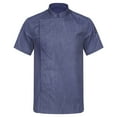 thumbnail image 1 of Yeahdor Adult Mens Short Sleeve Chef Coat Solid Color Kitchen Cook Uniform Jacket Canteen Bakery Chef Blue 3XL, 1 of 7