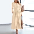 thumbnail image 5 of Womens Summer 2026 Casual Maxi Dresses - Long Sleeve V Neck Elastic Waist Tiered Lightweight Boho Beach Dress with Pockets, 5 of 7