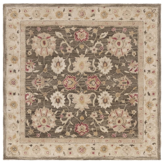 SAFAVIEH Antiquity Driskoll Oriental Wool Area Rug, Olive Grey/Beige, 6' x 6' Square