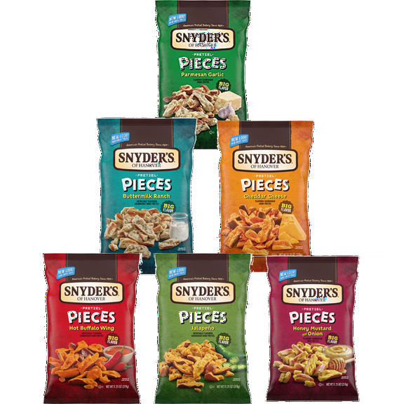 Snyder's of Hanover Flavored Pretzel Pieces, Variety 6- Pack 11.25 oz. Bags