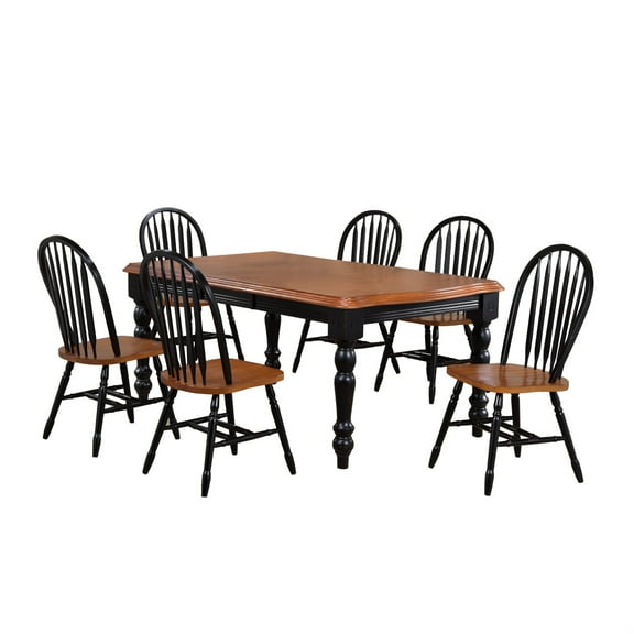 Sunset Trading Black Cherry Selections 7PC Extendable Wood Dining Set in Black