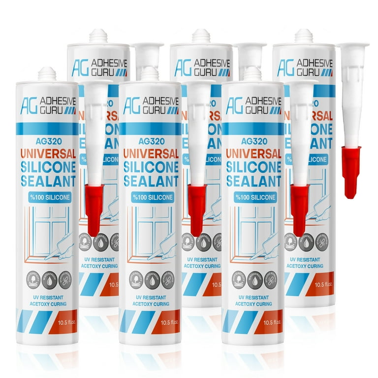 Multipurpose 100% Silicone Sealant (24 x 8.4 fl oz) Clear Waterproof 24 Pack