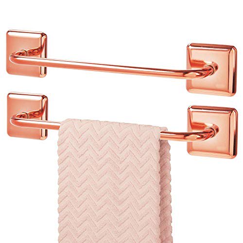 mDesign Metal Bathroom Storage Towel Bar with Strong Self Adhesive