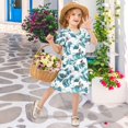 thumbnail image 4 of FORMRS Girls Short Sleeve Dress Summer Casual Round Neck A-line Beach Sundress, Sizes 2T-8T, Green Ocean Waves Pattern, 4 of 8