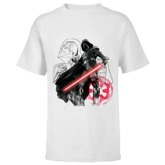 Star Wars Darth Vader Blueprint of a Sith Lord - Short Sleeve T-Shirt for Kids - Customized-White
