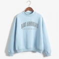 thumbnail image 4 of CUZIBR Womens Sweatshirt Letter Print Graphic Long Sleeve Loose Mockneck Sweatshirts Retro Pullover Top Fall Winter Clothes,Blue, 4 of 4