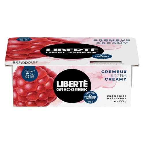 Liberte Greek Yogurt 5%, Raspberry, 4x100g