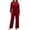 Red, variant on successthop Womens Velvet Sweatsuit Set 2 Piece Casual Long Sleeve Crewneck Pullover Tops and Pant Solid Tracksuit