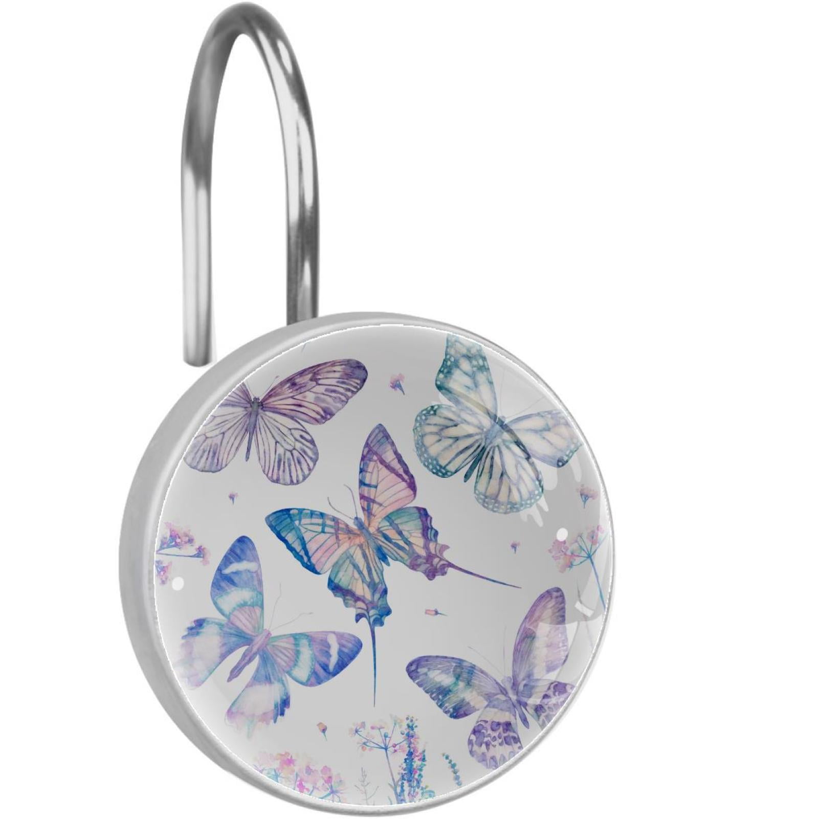 Butterfly Shower Curtain Hooks（Set of 12）for Home Hotel Shower Rods