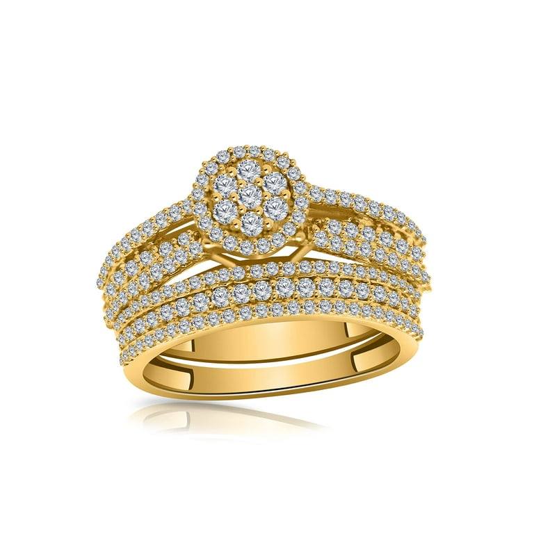 Poshadime - Juego de anillos de novia mujer, moissanita en anillos de compromiso chapados oro amarillo de 18 quilates (1,25 quilates), tamaÃ±o los anillos: 10,5" - Walmart.com