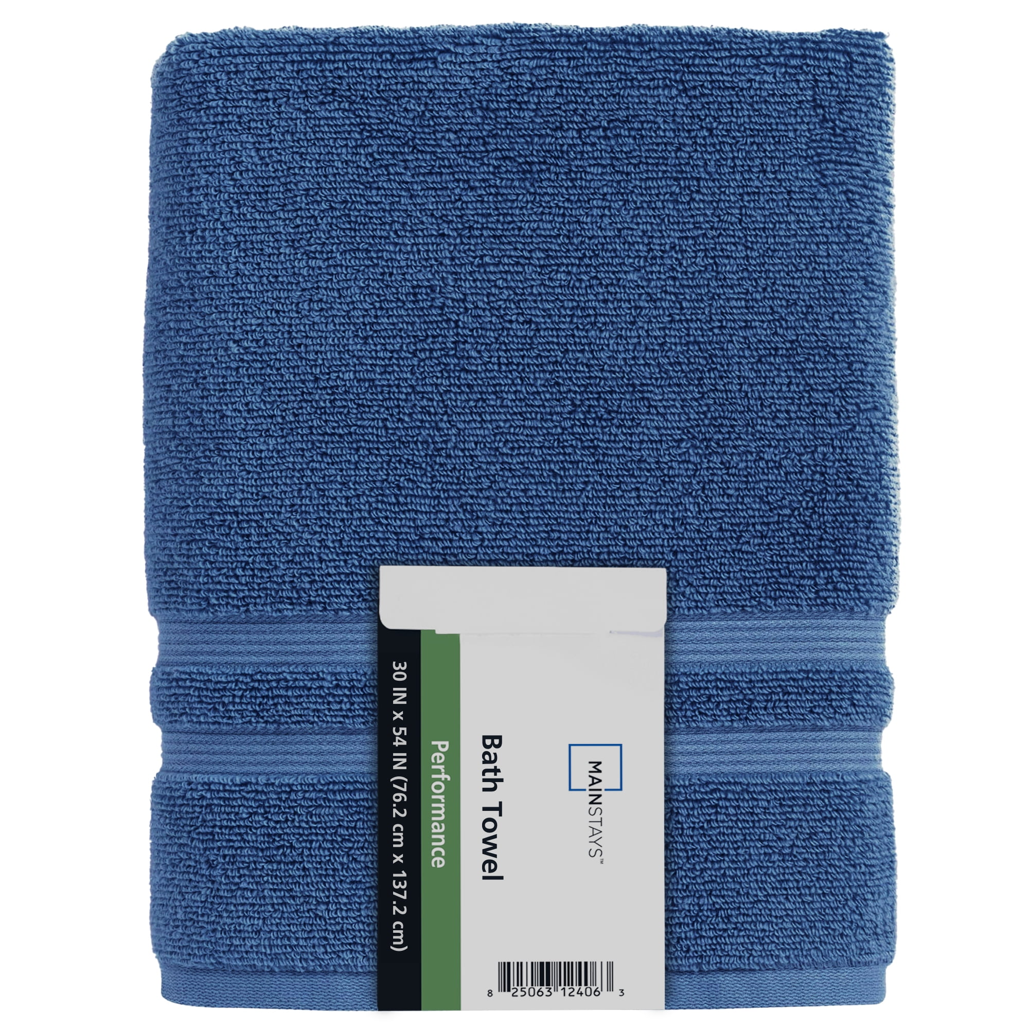 Mainstays Performance Bath Towel, Quick-Dry Cotton Blend, Super Soft, Fade-Resistant, Solid Navy