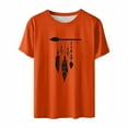 thumbnail image 4 of Neewe Women's Orange Shirt With Day Summer Tops Short Sleeve Crew Neck Shirts Puff Sleeve Casual Tshirts, 4 of 5