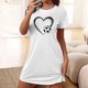 thumbnail image 1 of Camisón corto de talla grande para mujer, camisón de manga corta con estampado de pecho a la moda, camisón para mujer, 1 of 5