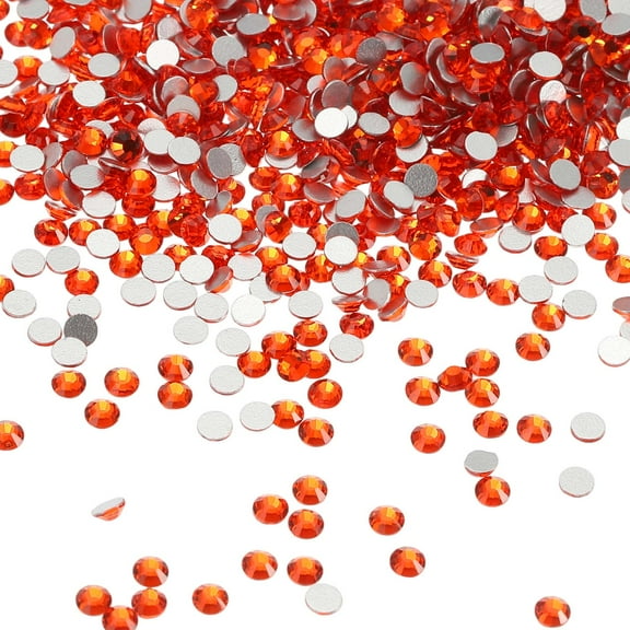Uxcell SS8 Round Flatback Rhinestones 2.3-2.5mm Crystal Glass Gems Diamonds for DIY Crafts Clothes Shoes Nail Art Decoration, Orange 2880Pcs
