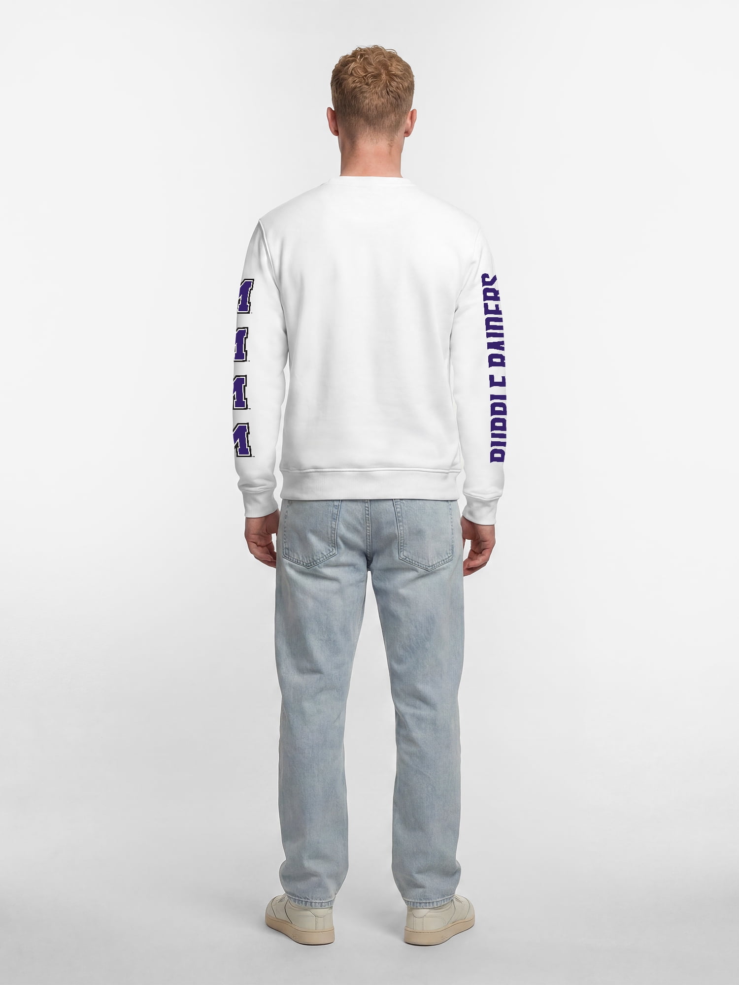 Mount Union Purple Raiders Reebok Mens White Crew Sweatshirt